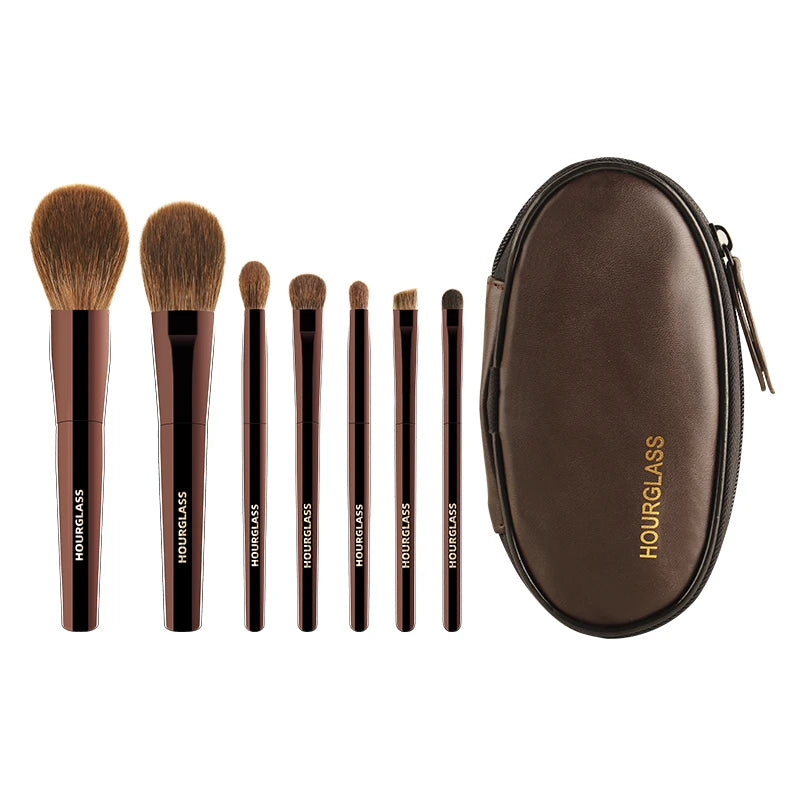 Hourglass 7-Piece Mini Portable Makeup Brush Set | Animal Hair Makeup Brush Set QXL