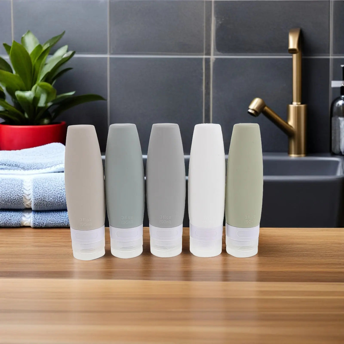 5-Pack 90ml Leakproof Silicone Travel Bottles | Refillable Set Silicone Travel Bottles QXL