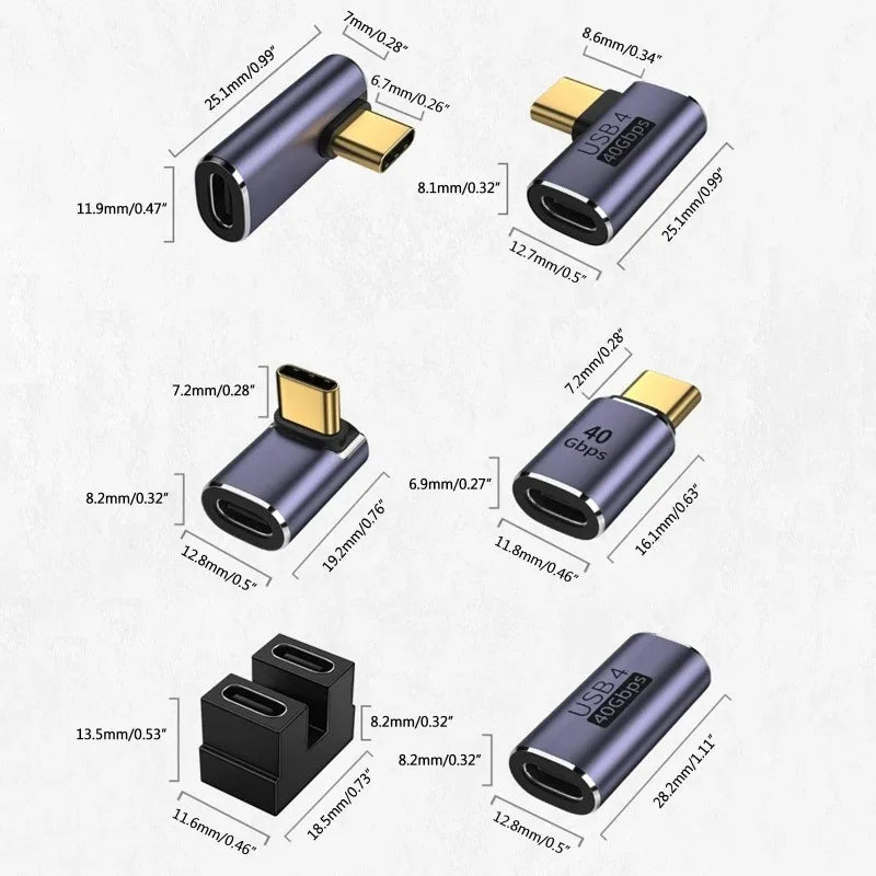 USB4 40Gbps 90° USB-C Adapter | 100W PD & 8K@60Hz OTG USB-C Adapter QXL