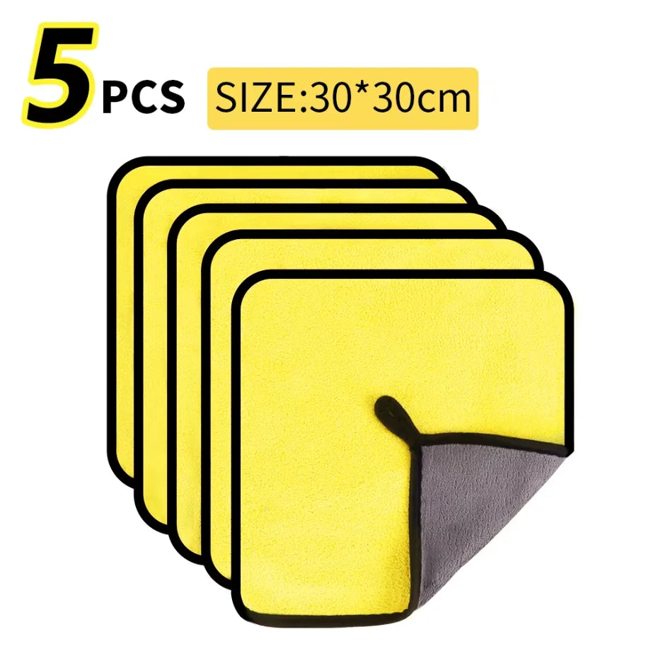 Microfiber Car Drying Towels | Double-Layer Soft Cleaning Cloths Microfiber Cleaning Towel QXL 30x30 5pc