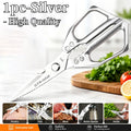 Multifunctional Kitchen Scissors | Stainless Steel Bone Cutter Kitchen Shears QXL Silver-High Quality 22.5cm 1pc