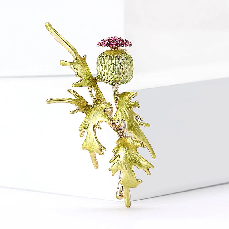 Rhinestone Green Primrose Brooch Pin | Floral Corsage for Women Rhinestone Brooch Pin QXL Default Title