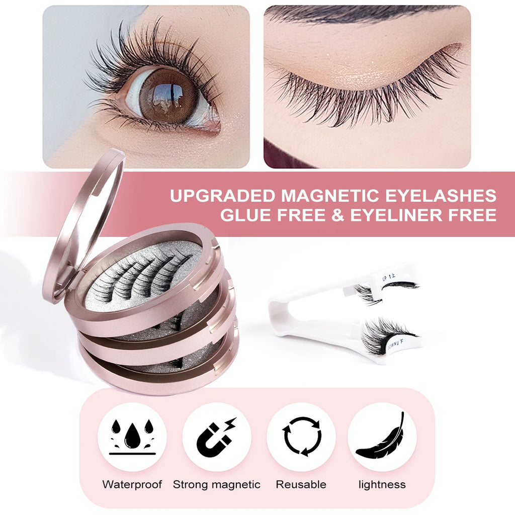 MAGEFY 3-Pair Magnetic Eyelashes Set | Glue-Free & Reusable Magnetic False Lashes QXL