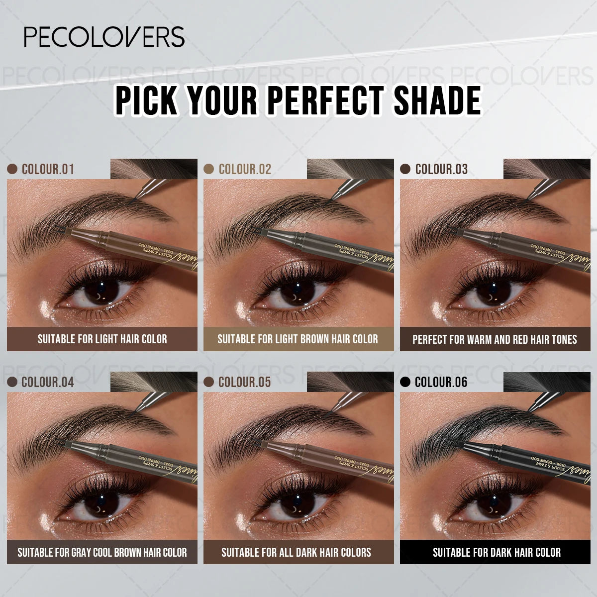 PECOLOVERS Two-Pronged Eyebrow Pencil | Brow Filling Pen Eyebrow Pencil QXL