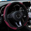 PU Leather Steering Wheel Cover Carbon Fiber 14.5–15 Inch Steering Wheel Cover QXL Wine red