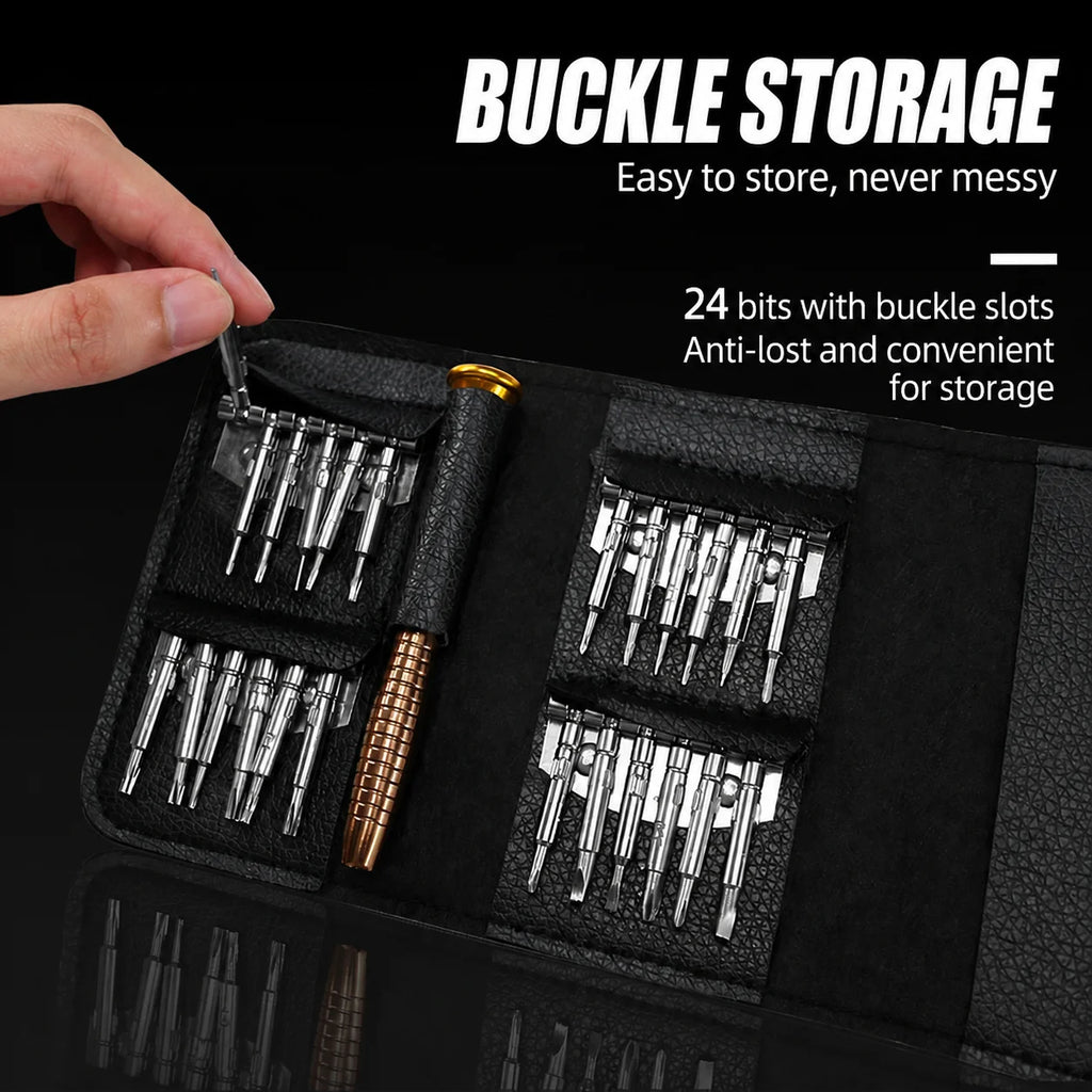 25-in-1 Precision Screwdriver Set | Leather Case Repair Kit Precision Screwdriver Set QXL
