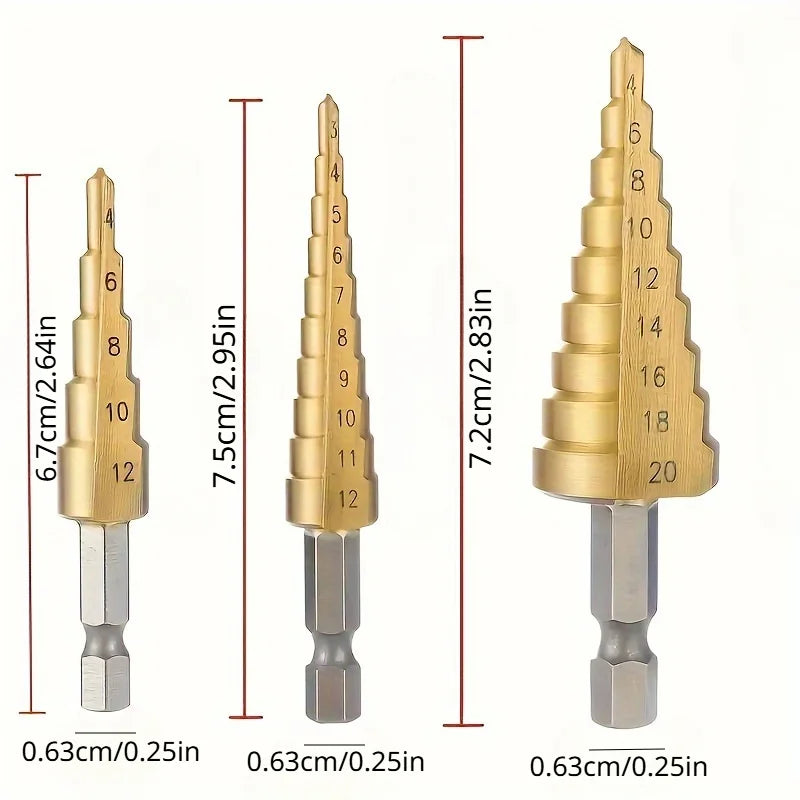 Step Drill Bit Set – Multi-Size for Wood & Metal | High Precision Step Drill Bit Set QXL