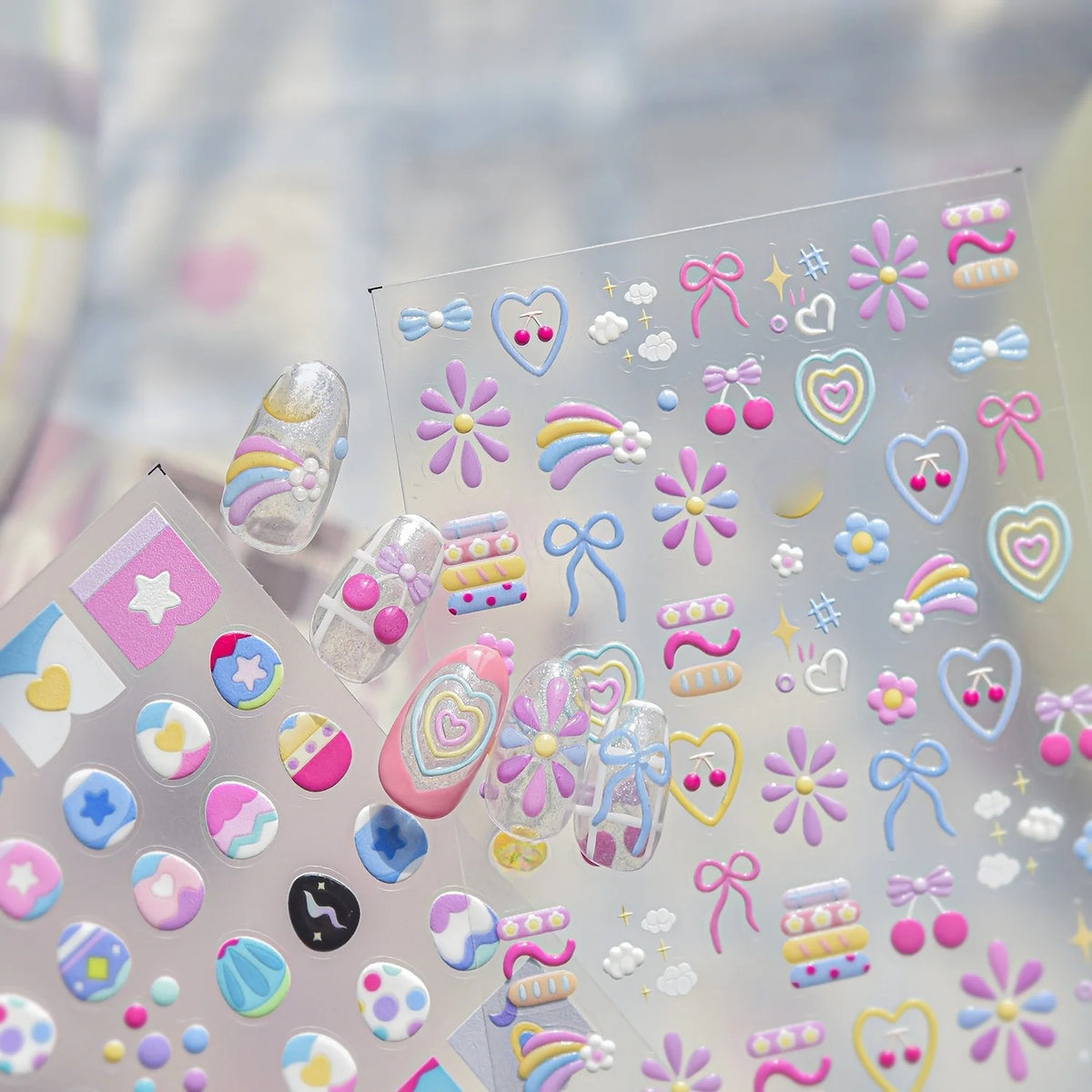 5D Nail Stickers Cute Graffiti Candy Floral Self-Adhesive Decals Nail Art Stickers QXL