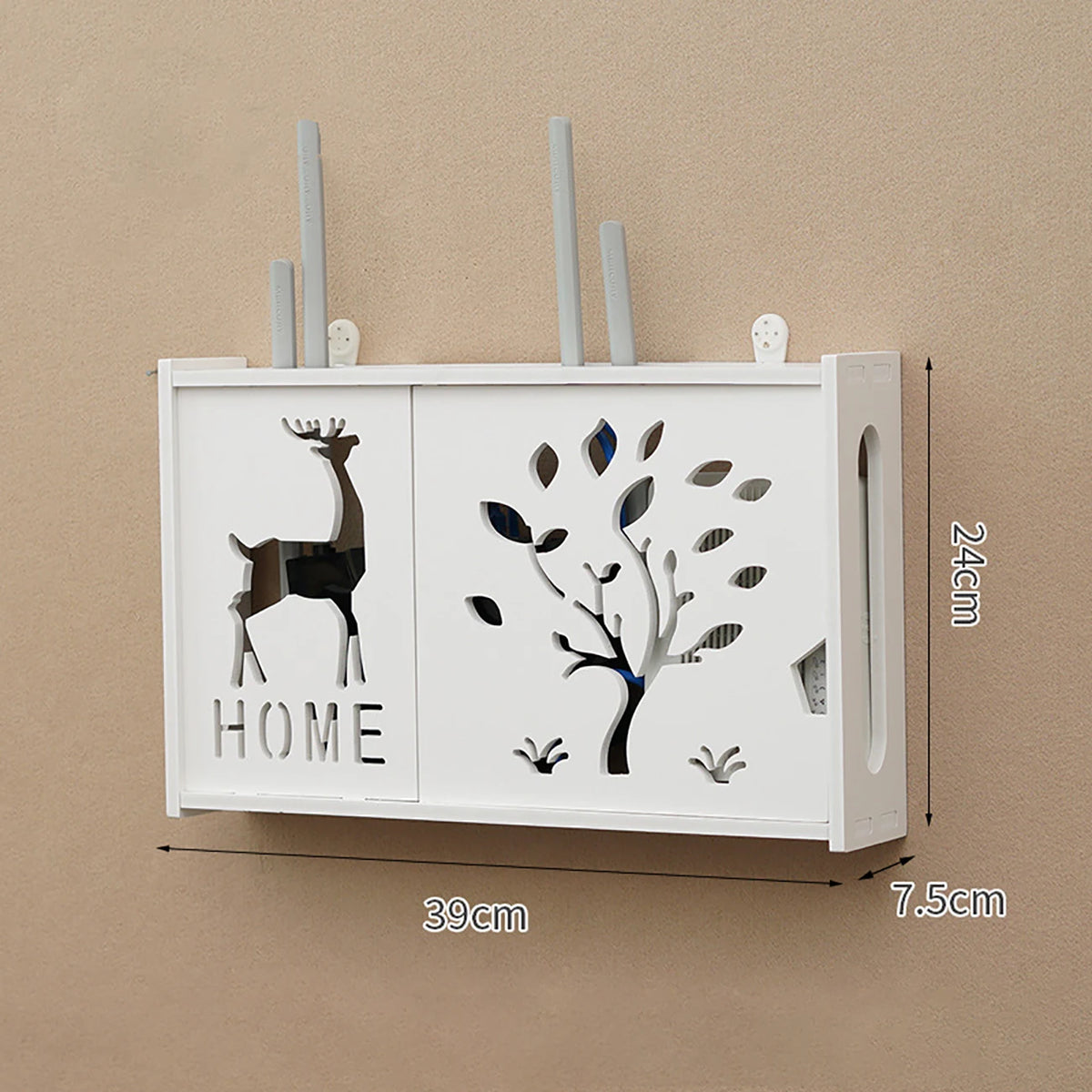 Punch-Free Wall-Mount Router Shelf & Cable Storage Box Wall Storage Shelf QXL E