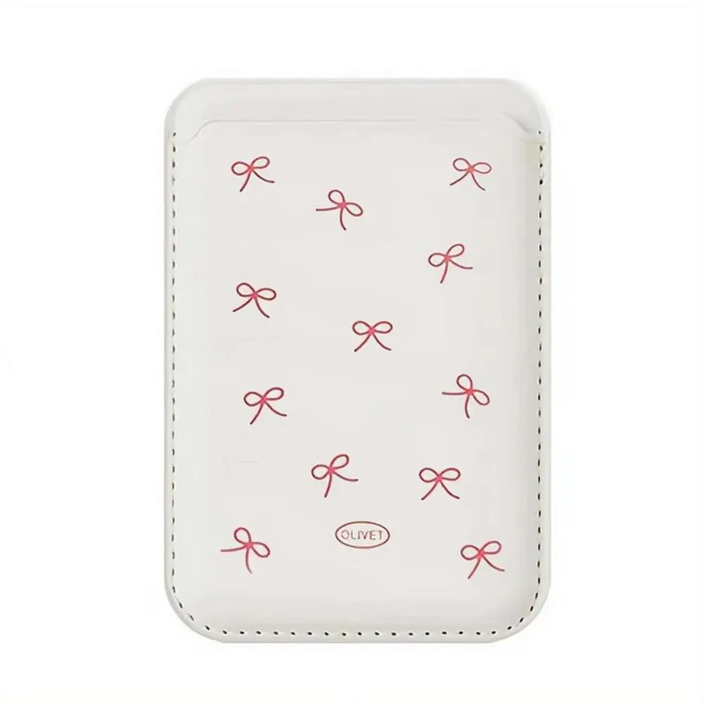 Korean Bow MagSafe Wallet – PU Leather Magnetic Card Holder Magnetic Card Wallet QXL