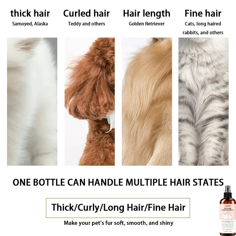 Pet Hair Smooth Spray – Anti-Frizz Grooming for Dogs & Cats Pet Grooming Spray QXL