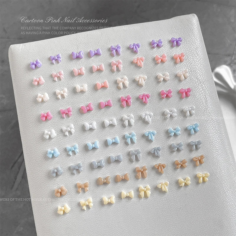 50-Pack Candy Color Resin Bow Nail Art Charms | DIY Decor Nail Art Charms QXL