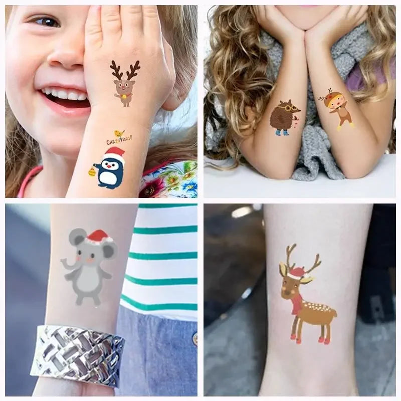 Christmas Temporary Tattoo Stickers for Kids | Glow Santa Temporary Tattoo Stickers QXL