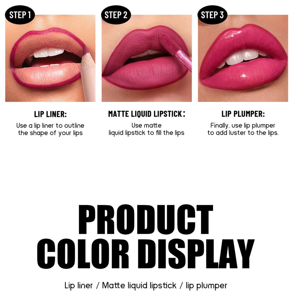 Handaiyan 6-Pc Lip Liner, Matte Lipstick & Plumper Gift Set Lip Makeup Set QXL