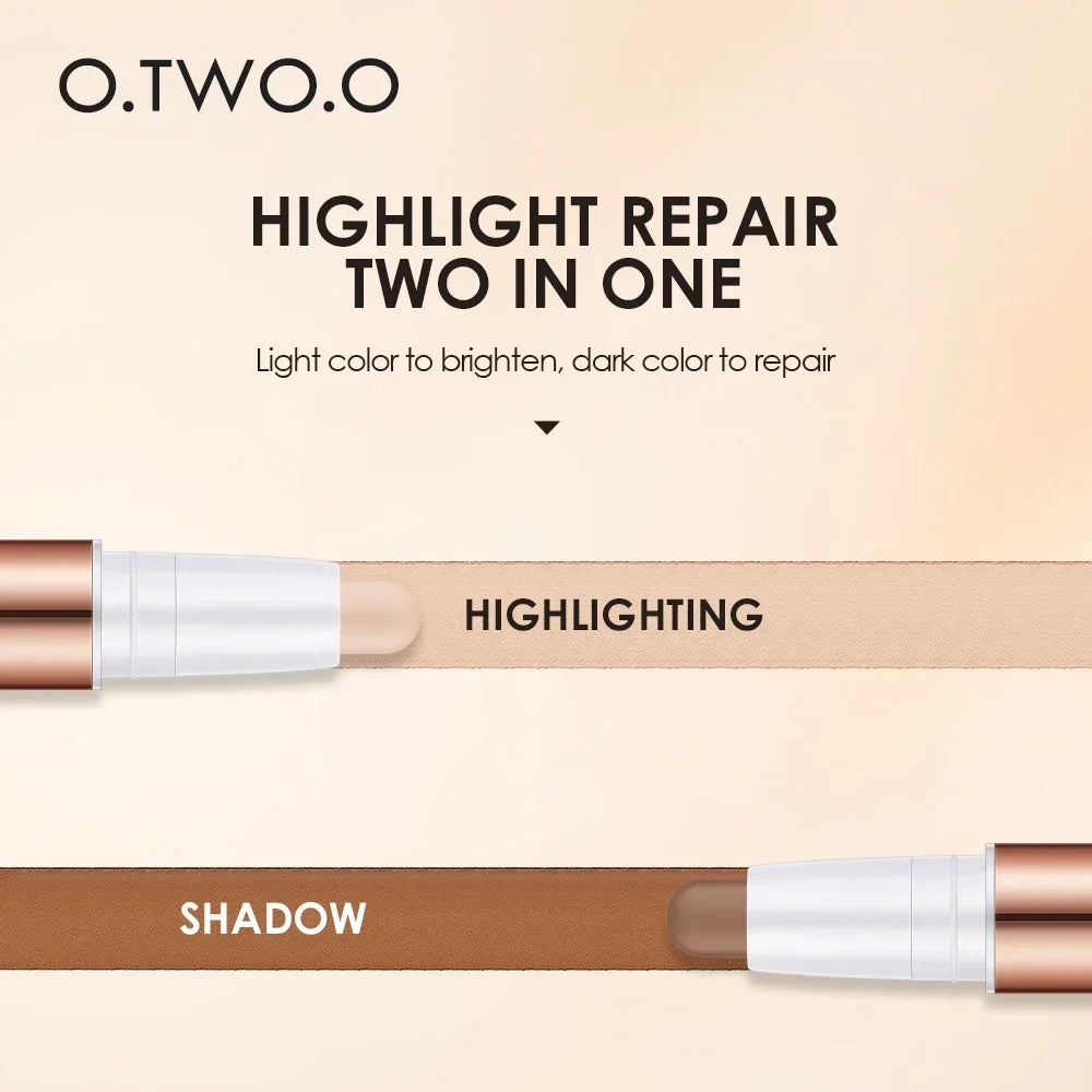 O.TWO.O Double-Headed Contour & Highlighter Stick | Matte Pen Contour Highlight Stick QXL