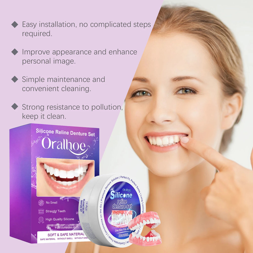 Silicone Temporary Denture Set | Flexible Simulation Teeth Temporary Denture Set QXL