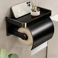 Aluminum Toilet Paper Holder – Rust-Proof, Ventilated & Splash Guard Toilet Paper Holder QXL New Black
