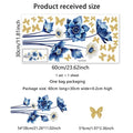 Blue Flower & Gold Butterfly PVC Wall Stickers 30×60cm Wall Decal Sticker QXL Blue