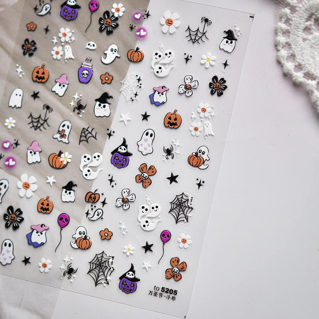 Halloween 5D Nail Art Stickers – Ghosts, Pumpkins & Spiders Nail Art Stickers QXL TO5205