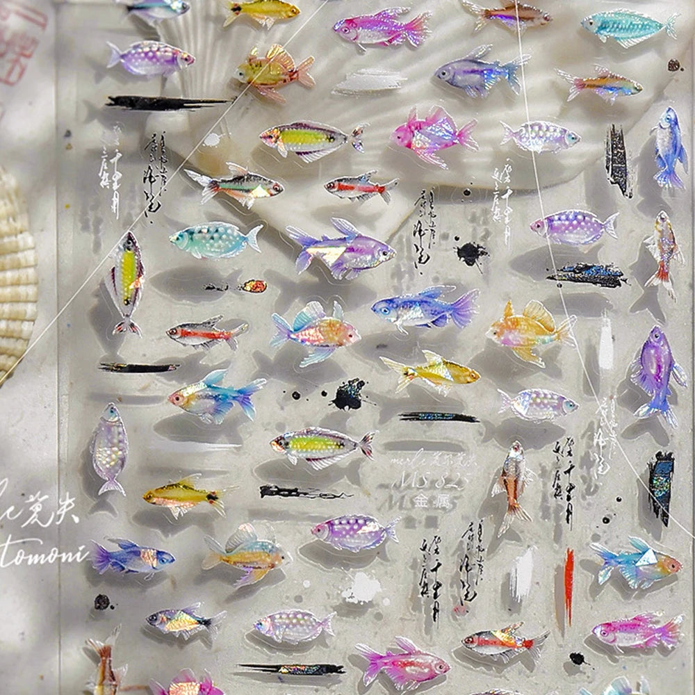 5D Ocean Fish Nail Art Stickers | Self-Adhesive Manicure Decals Nail Art Stickers QXL