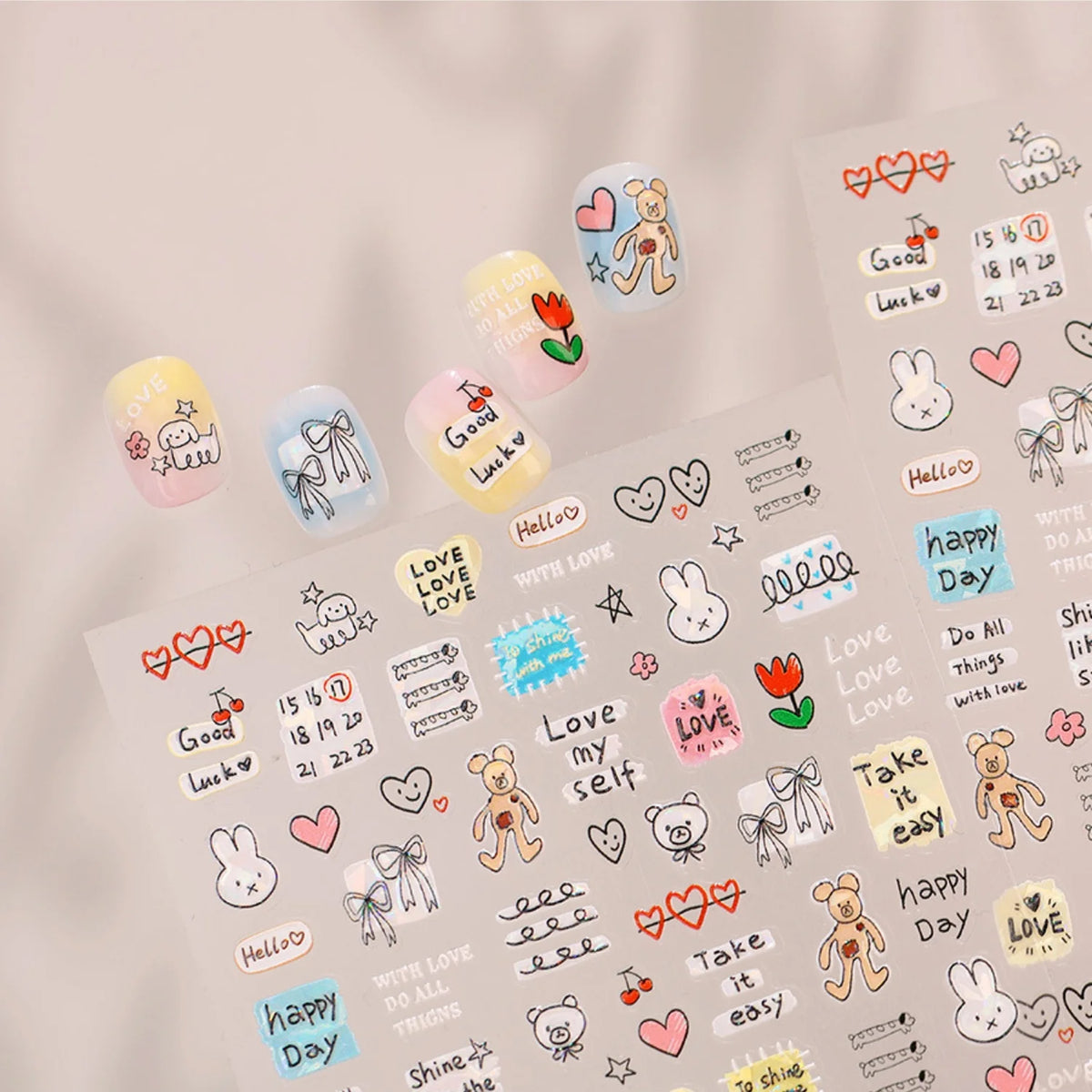 5D Nail Stickers – Animals, Flowers, Hearts & Bows | DIY Nail Art Stickers QXL