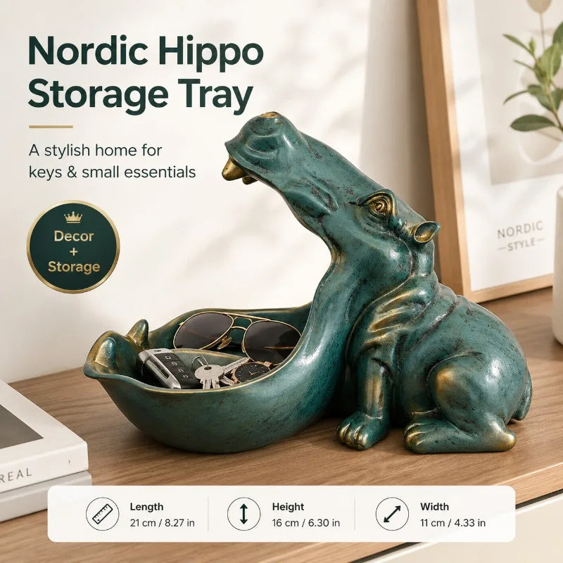 Nordic Hippo Resin Storage Tray | Key Bowl & Desk Organizer Decorative Storage Tray QXL
