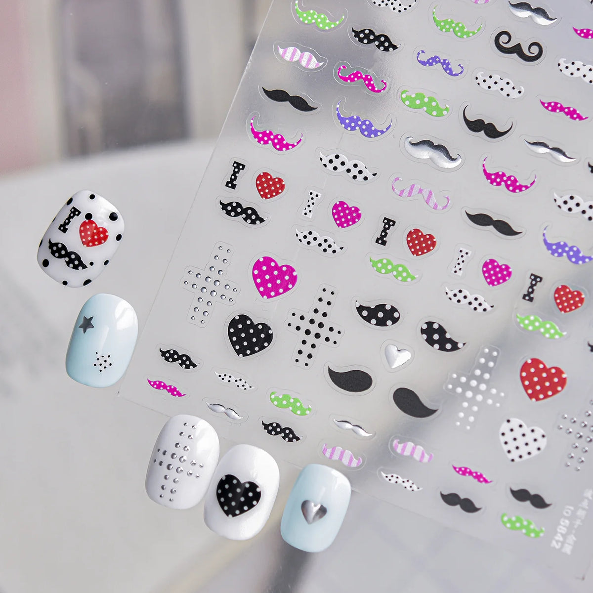 5D Black & White Funny Nail Stickers | Self-Adhesive Decals Nail Art Stickers QXL