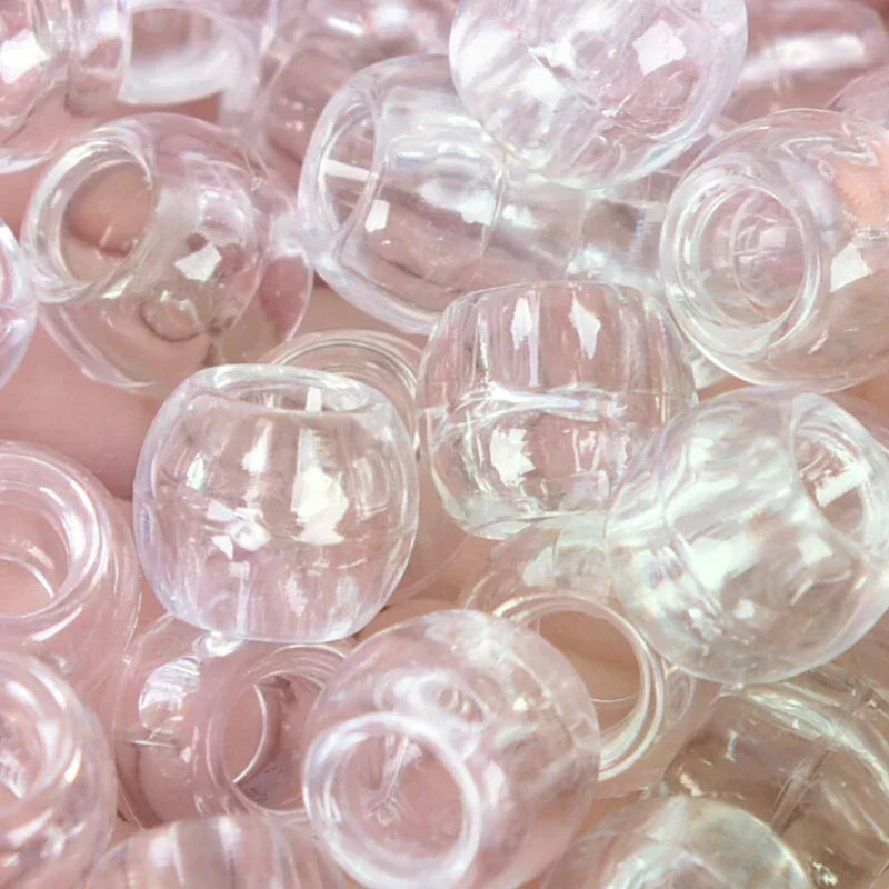 100-Pack Transparent Dreadlock Beads Hair Braid Cuffs 6mm Hair Braid Beads QXL