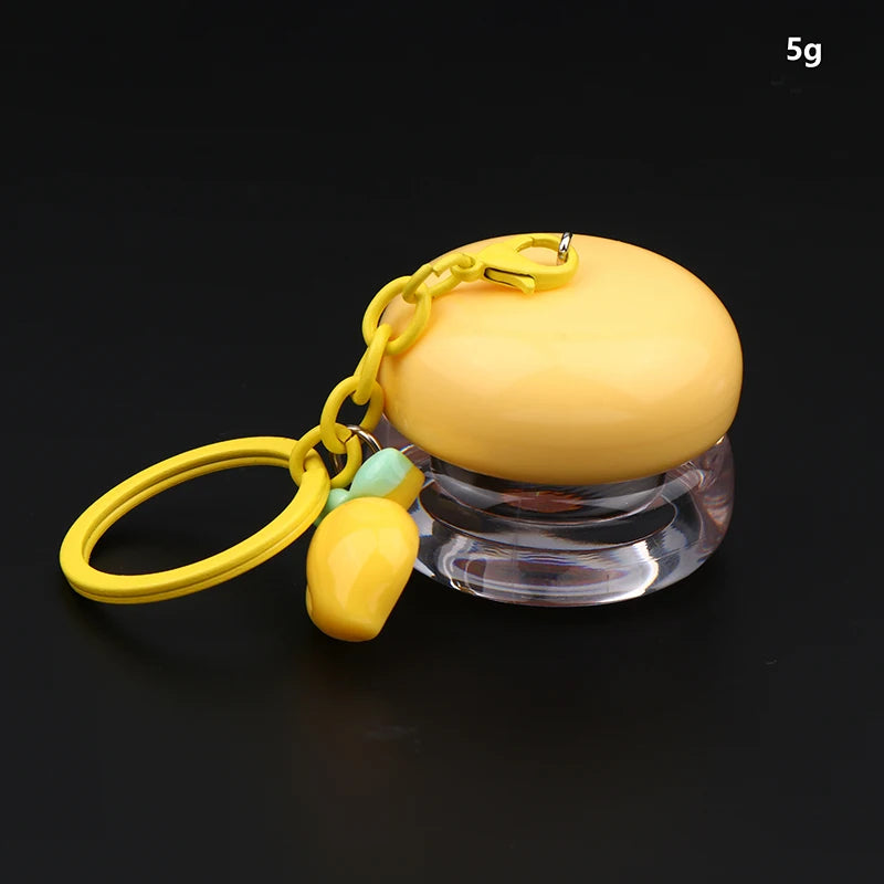 5g Mini Empty Lip Balm Jar with Keychain | Refillable Pot Lip Balm Container QXL Yellow