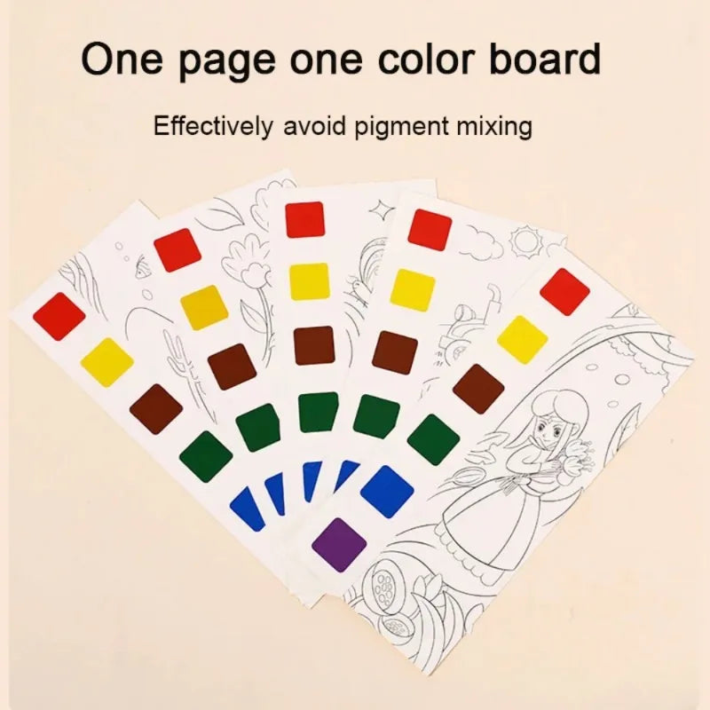 Kids Watercolor Painting Book Set – 20 Sheets & Brush Kids Watercolor Activity Set QXL