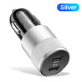 60W Dual USB-C Car Charger PD 3.0 Fast Charging Adapter Car Charger Adapter QXL Black Sliver