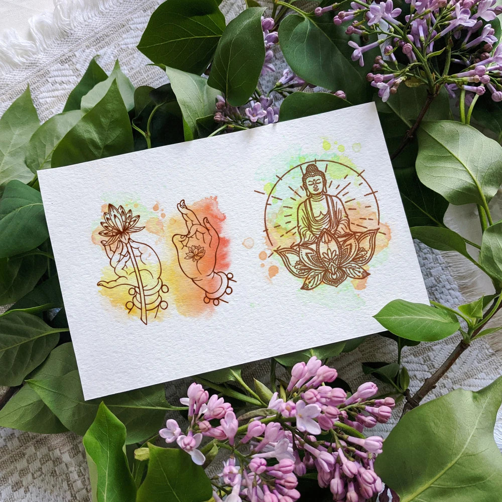 4-Pack Mini Buddha Lotus Clear Silicone Stamps for Scrapbooking Craft Stamps Set QXL