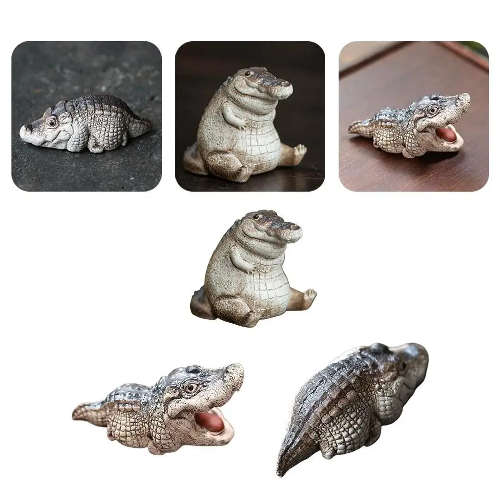 Mini Chubby Crocodile Figurines | Resin Collectible Ornament Resin Figurine Ornament QXL