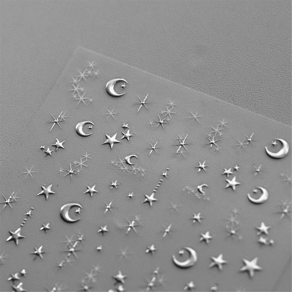 5D Bronzing Star Moon Nail Art Stickers | Gold Silver Decals Nail Art Stickers QXL