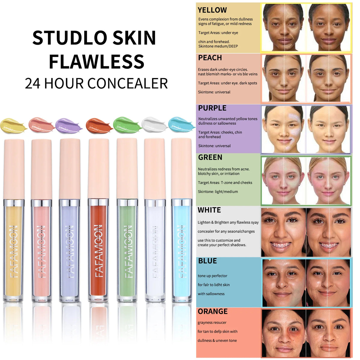 Full Coverage Liquid Concealer | Natural Finish, All Skin Tones Liquid Concealer QXL