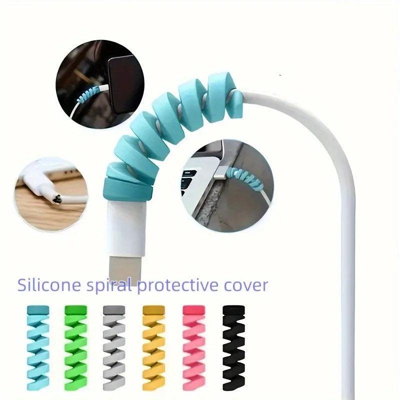 Silicone Spiral Cable Protector Sleeve | Charging Cable Winder Cable Protector Sleeve QXL