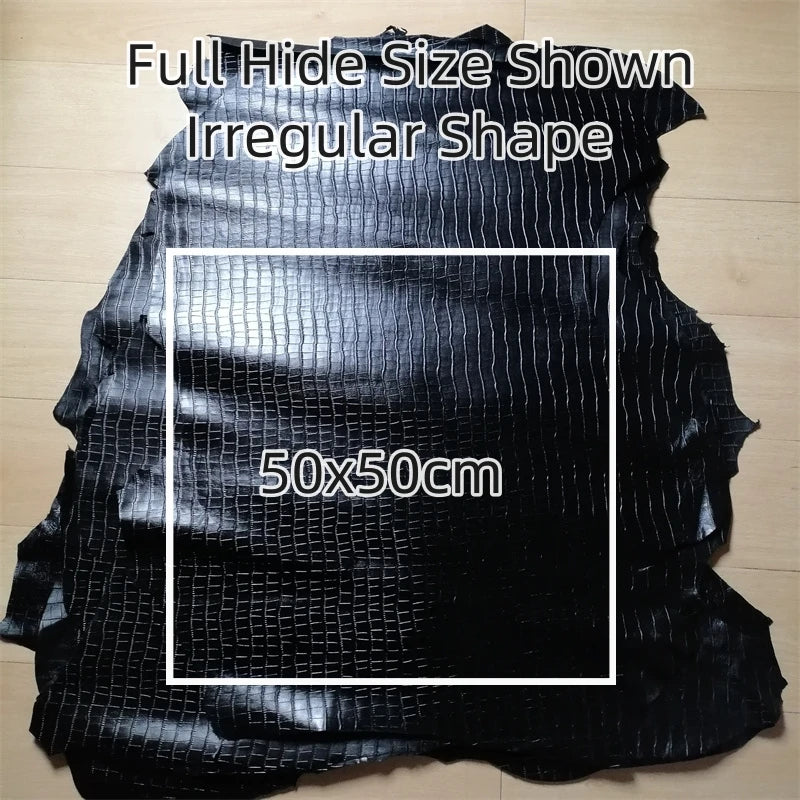 Black Bamboo Grain Sheepskin Leather 0.7/0.8mm | DIY Craft Leather Craft Fabric QXL