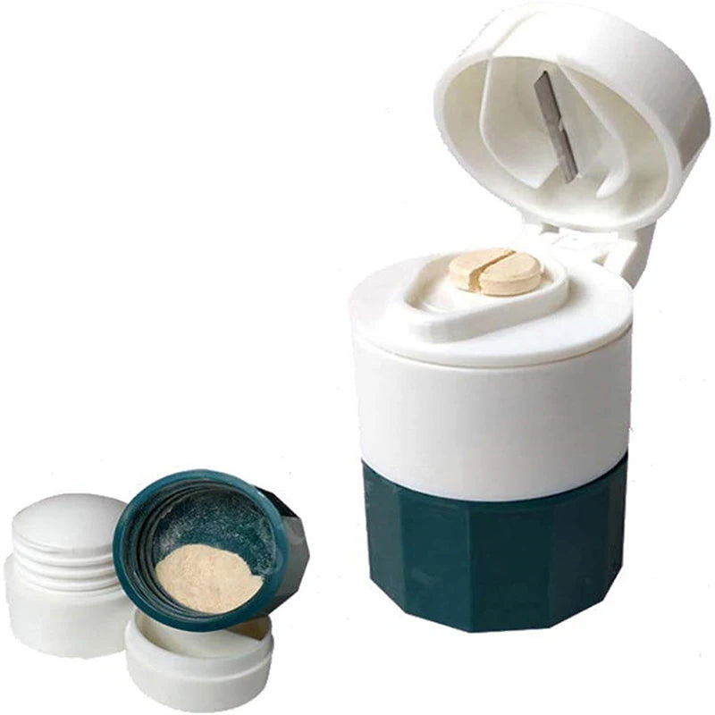 4-in-1 Portable Pill Case, Cutter, Grinder & Organizer Pill Organizer & Cutter QXL