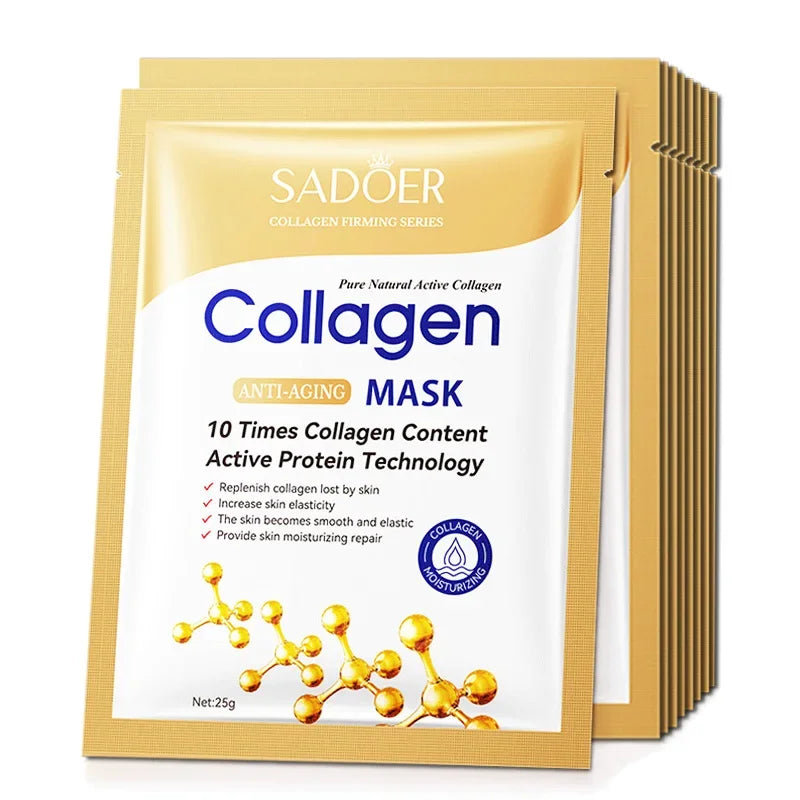 10-Pack Collagen Face Sheet Masks – Moisturizing & Brightening Collagen Sheet Mask QXL