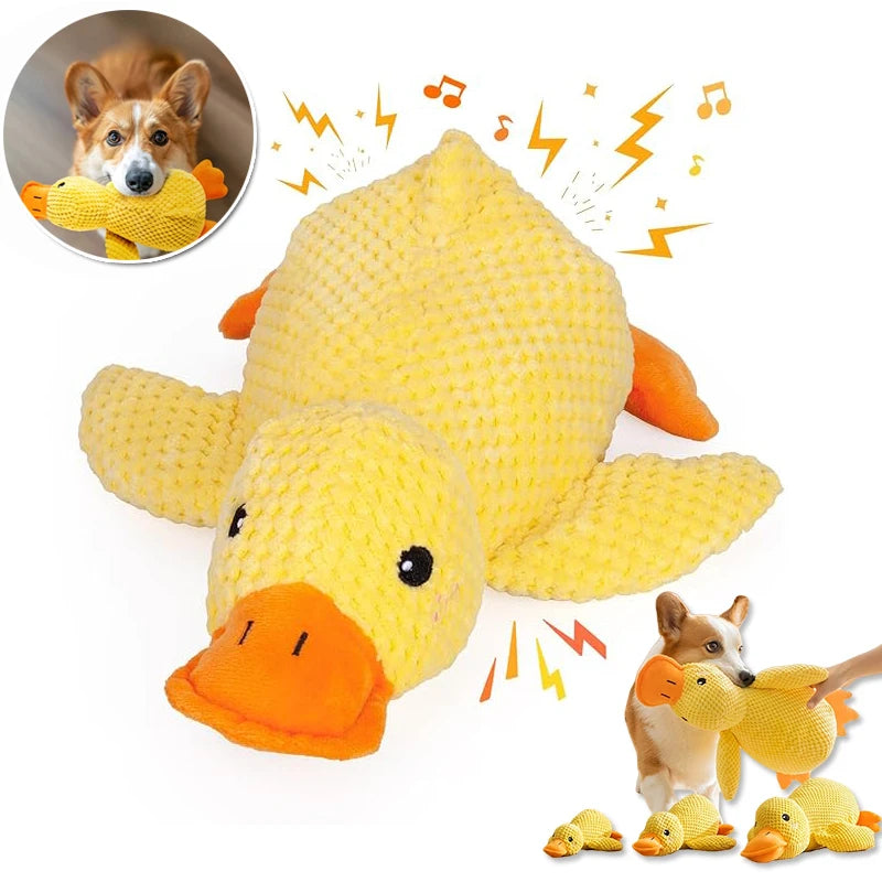 Yellow Duck Dog Calming Plush Squeaky Toy | Indoor Dogs Plush Dog Toy QXL