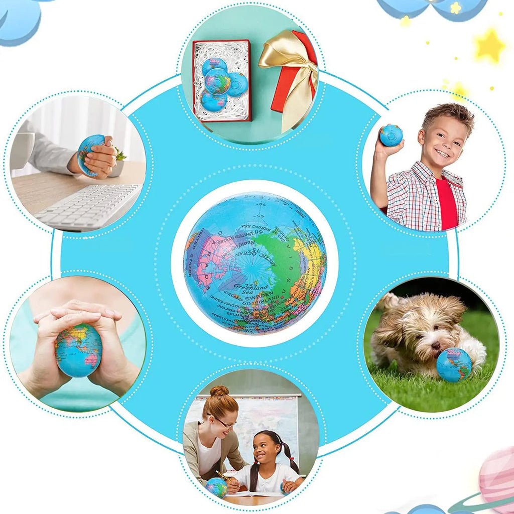Mini Earth Globe Squeeze Ball | Foam Fidget Toy & Fun Gift Foam Fidget Squeeze Ball QXL