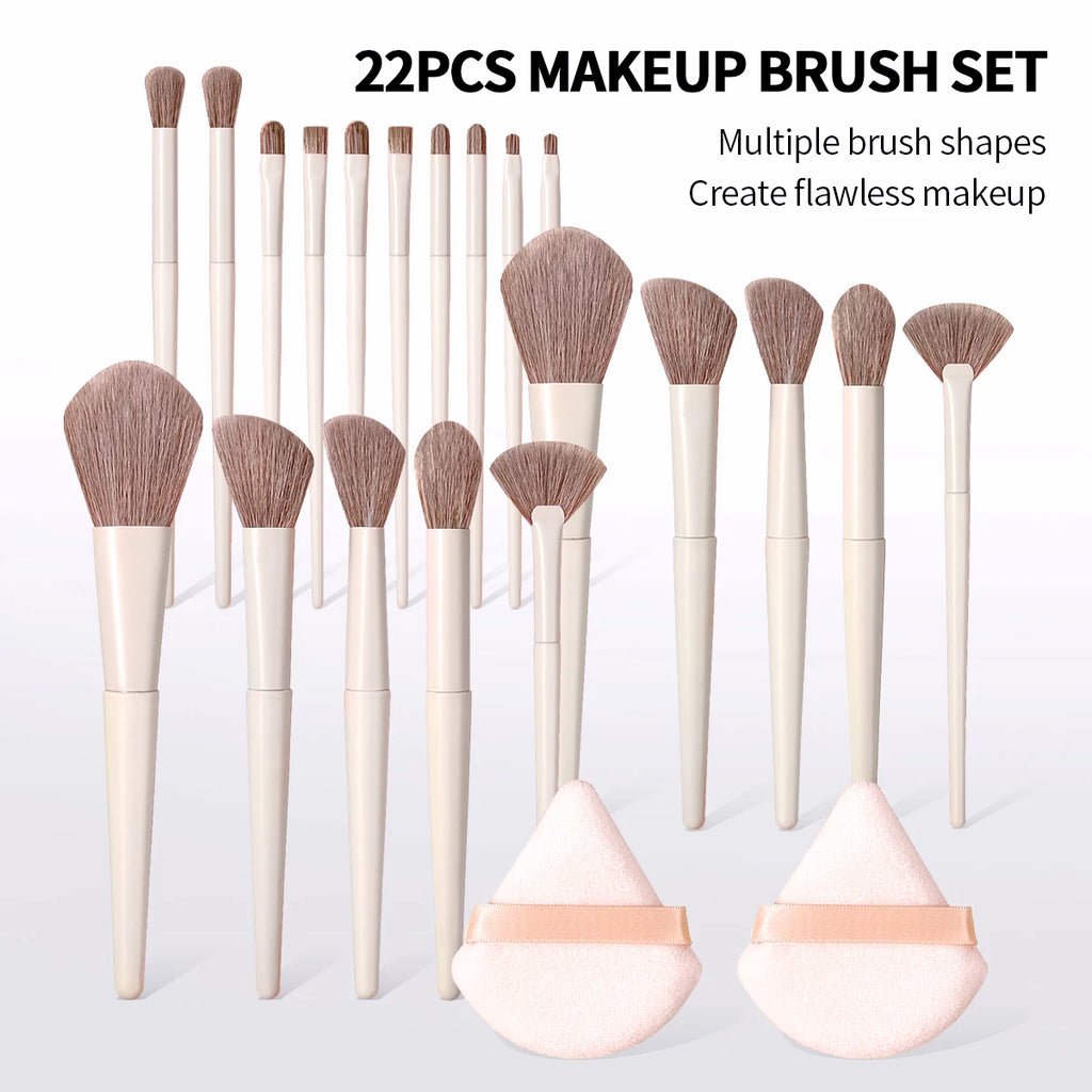 KOSSHOW 22-Piece Makeup Brush Set | Full Face Professional Kit Makeup Brush Set QXL WHITE