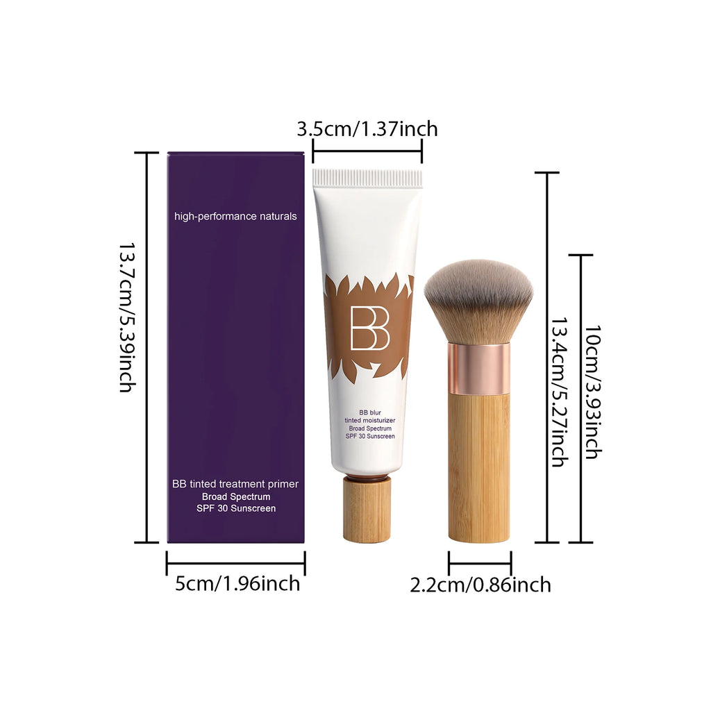 2-Pack BB Cream Set with Brushes | Moisture-Lock Blurring Formula BB Cream Set QXL