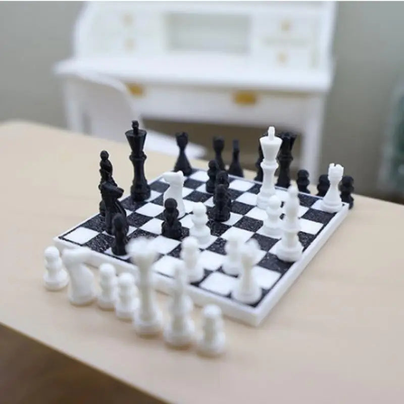 1:12 Miniature Dollhouse Chess Set | Life Scene Decoration Dollhouse Miniature QXL