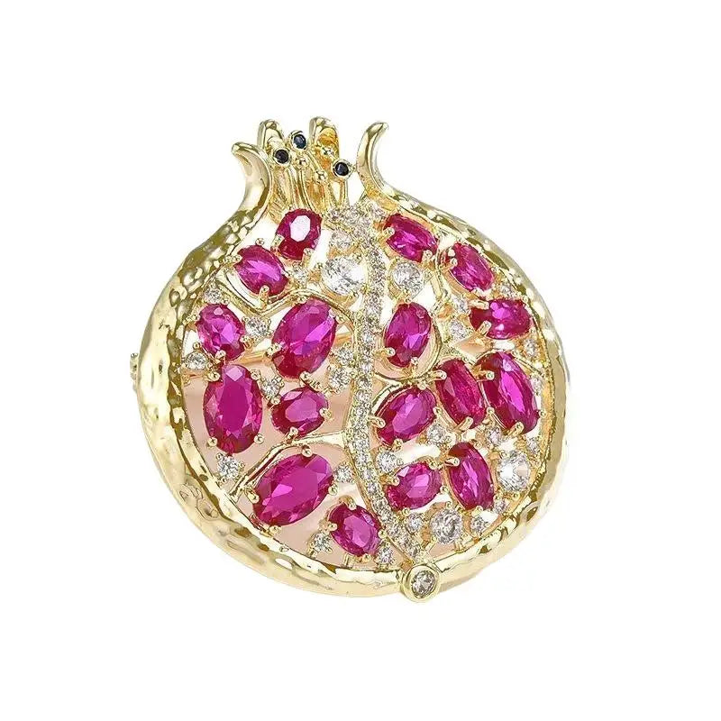 Crystal Pomegranate Brooch Pin | Women's Floral Jewelry Gift Fashion Brooch Pin QXL 1PC