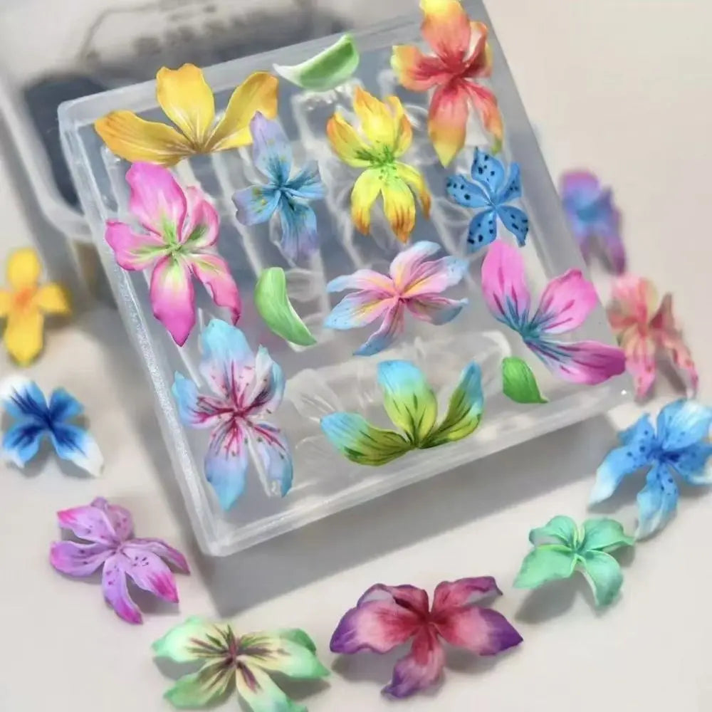 3D Hibiscus Silicone Nail Art Mold | DIY Floral Carving Template Nail Art Mold QXL