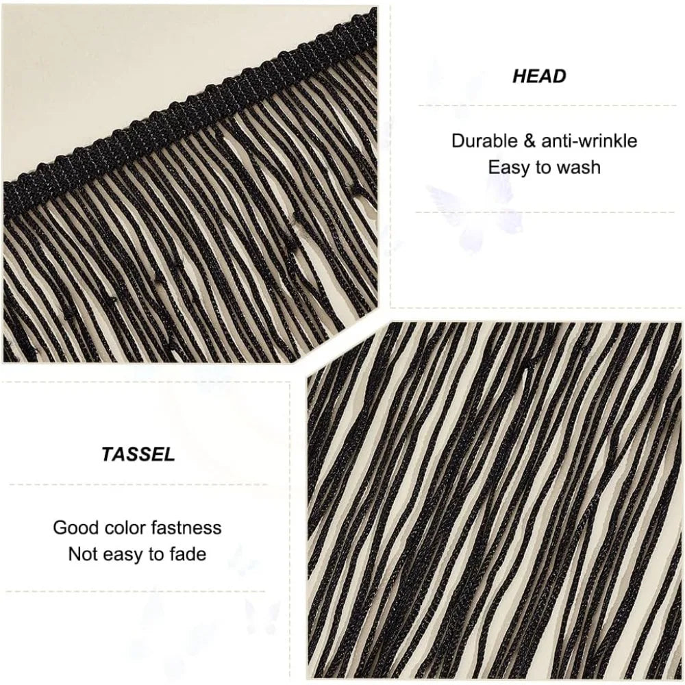 10 Yard Black Tassel Fringe Trim 5.9" | Polyester Sewing Lace Tassel Fringe Trim QXL