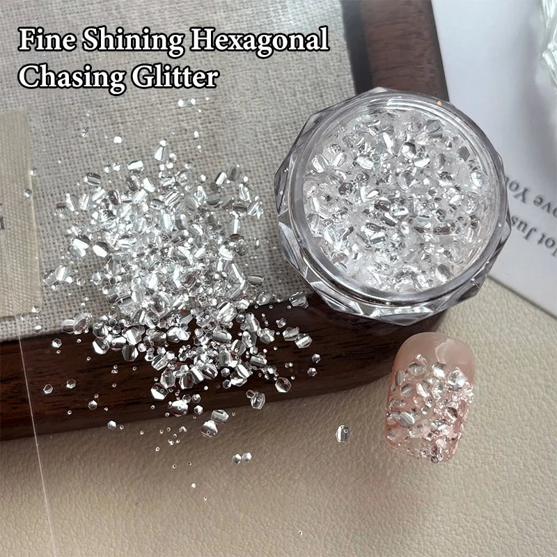 Mini Nail Glitter Sequin Charms Box | DIY Nail Art Design Nail Art Glitter QXL Silver