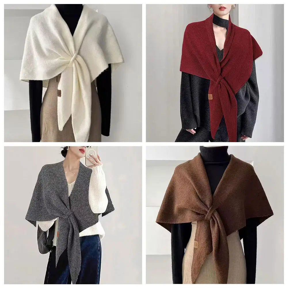 Women's Wool Blend Triangular Shawl | Large Winter Wrap Wrap Shawl Scarf QXL
