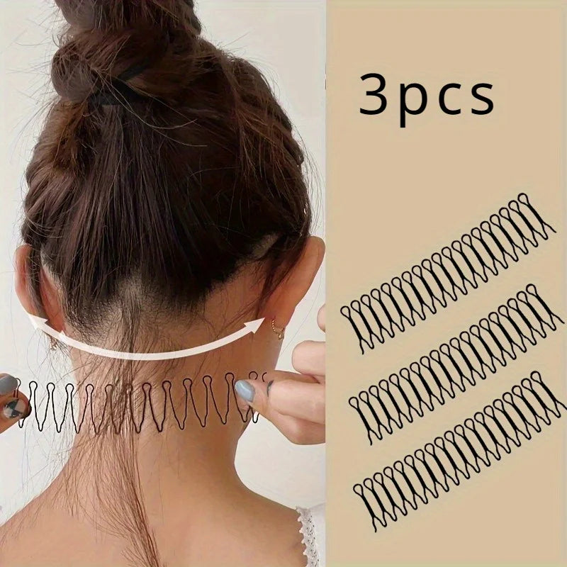 Wavy Bobby Hair Pins | Bangs & Flyaway Clips Set of 3 Bobby Hair Pins QXL 3pcs